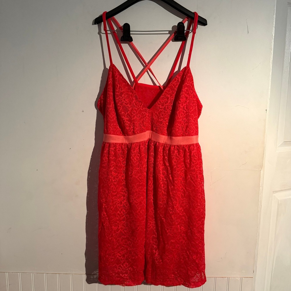 Cacique 18 20 Lingerie Red Baby Doll Top Lace Valentines Day NWT
